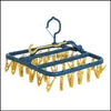 Kleiderbügel Racks Kleidung Housekee Organisation Hausgarten 32 Clip Folding Hanger Square Mti-Head Drying Rack Mti-Clip Thickening Unterwäsche