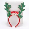 Christmas Decorations Glitter Elk Antlers Headbands For Home Noel Party Ornaments 2021 Year Hair Accessories