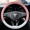 Microfiber Leather Car Steering Wheel Cover 38cm for Tesla All Models 3 S Y X Auto Interior Accessories styling Y1129218v