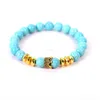 Pierre naturelle Lava Rock Turquoise Perles Brins Bracelets Rétro Couronne Bracelet Bracelet femmes hommes bijoux de mode sera et sable blanc bleu noir