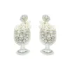 White Color Pearl Champagne Bubbly Earrings for Women Trendy Gold Color Rhinestone Beaded Drop Earrings Handmade Bijoux