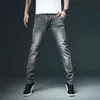 Men's Skinny White Jeans Fashion Casual Elastic Cotton Slim Denim Pants Male Brand Clothing Black Gray Khaki 211111