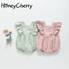 Flickor Sweet Bodysuit Summer Suspenders Coverall Bodysuits Baby Girl Clothes 210701