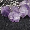 Party Favor Amethyst Key Chain Ingle Kryształ Nieregularny Kluczowy Pierścień Łańcuch Tabłowy Torba Akcesoria Wisiorek T2i53053