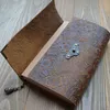 Embossed Pattern Soft Leather Travel Notebook with lock Key Diary Notepad Kraft Paper for Business Sketching Writing 210611