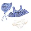 Versione coreana del costume da bagno The Spring Navy Wind Girl Stripe Split Triangle Baby Sweetness Cute Student Swimsuit 210701