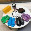 2023 Designers Kvinnor tofflor Comfort Smooth Calfskin Flat Letter Mules Fashionable Ease To-Wear Rubber Bottom Width Slides With Box