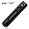 Ambition Soldat Wireless Tattoo Pen Machine Batteri med bärbar kraft Kärnfri Motor Digital LED-skärm för kroppskonst 210622