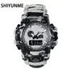 Кварцевые часы для мужчин Shiyunme часы водонепроницаемые секундомер светодиодные часы мужские часы бренда спортивные часы мужчины Relogio Masculino G1022
