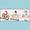 Juldekorationer Festivet Party Supplies Hem Trädgård Santa Claus Candle Holder Trä Xmas Ornaments Present Skrivbord Inredning för Cafe Bar D