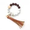 Tassel multicolorido beads bracelete chaveiro chaveiro de silicone para mulheres acessórios homens