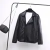Giacca da moto in finta pelle da donna 2021 OL Soft Touch versione tuta in PU cappotto nero diviso allentato
