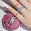 2022 Choucong Brand Wedding Pierścionki Luksusowe Biżuteria 925 Sterling Silver Princess Cut Multi Color 5a Cubic Cyrkon Eternity Party Kobiety Zespół Zaręczyny Pierścień Prezent