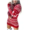 Dorywczo Dresses Amsgend Damskie Odzież Aplikacje Kobieta Dress O Neck Elk Snowflake Boże Narodzenie Xmas Pullover Dla Kobiet Party