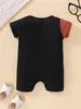 Baby Colorblock Button Detail Waffle Knit Romper SHE