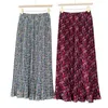 Realeft Spring Summer Elegant Floral Leopard Print Tulle Long Pleated Skirts Womens High WAISTルーズシックスカート女性210306