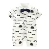 Gentleman Design Kurzarm Baby Jungen Strampler mit Schleife Overall Neugeborene Kleidung 210309