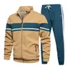 ColorBlock Men Fashion Tracksuit Set Autumn Winter Men Sport Set Male Sweatshirt Pants Casual Suit Running Tracksuit 201128