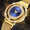 MISSFOX magnétique marque de luxe étanche diamant femmes es creux bleu Quartz élégant or dames montre-bracelet