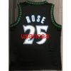 Todo el bordado 25 # ROSE 18 temporada retro camiseta de baloncesto negra Personalizar hombres mujeres chaleco juvenil agregar cualquier número nombre XS-5XL 6XL Chaleco