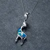 Hänge halsband mode vintage silver färg blå eld opal älg halsband hip hop giraff hjort djur kedja boho choker smycken