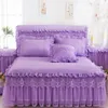 Prinses Kant Sprei Bed Rok 3 stks set beddengoed Laken Katoenen Kussensloop King Size 358 R2