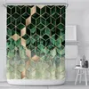 Geometric Marble Shower Curtain 3D Printed Hexagons Patterned Polyester Fabric Waterproof Bathroom Curtain with Plastic Hook