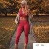 Szynka V-Neck Seamless Yogi Zestaw damski Fitness Sports Garnitur Dwa 2 sztuk Piece Crop Top Bra High Waist Legginsy Gym Ubrania