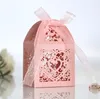 Porta di favore White Love Heart Laser Cambia Candy Boxes Box Birthday Birthday Birthday Caspetta per matrimoni con nastri per matrimoni souvenir