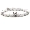 2021 Classic 8mm Tiger Eye Stone Beads Armband Pave CZ Crown Armband Bangle för Womenmens Fashion Smycken Pulseras Charm Gift