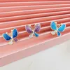 12 sztuk Urok Rhinestone Glitter Emalia Butterfly Charms Metal Kolczyki Wisiorki Dangle Fit DIY Kolczyk Bransoletka Biżuteria Akcesoria