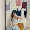 Rainbow Striped Camisole Women Summer Knitted Sleeveless Slim Tank Tops Sexy Basic Chic Colorful Crop Top Streetwear Camis 210625