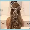 ジュエリーの花嫁美しいマルチレイヤーパールブラックワイヤーヘアフープピースハンドメイドヘッドバンドウェディングヘッドドレスブライダルジュエリークリップバレットドロ