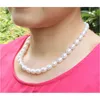 Verklig naturlig sötvatten för kvinnor, bröllop Vitsträng Halsband Pearl Collar Anniversary Gift