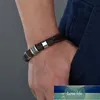 Gentleman Läder Titanium Stål Flätat Clasp Bangle Armband för män och kvinnor Retro Bangles Armband Smycken Fabrikspris Expert Design Kvalitet Senaste stil