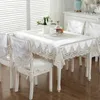 Rectangle Table Cloth Gold Velvet White Retro Thick Europe Luxury Embroidered Dining Cover Chair Lace cloth 211103