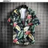 Camicia da spiaggia da uomo Summer Cool Comfort Moda manica corta floreale allentata casual abbottonata Camicie hawaiane 4XL 5XL 210528