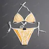 Kvinnors badkläder designer kvinnor baddräkter bikini sexig klassisk brev tryckt blå set bra bodysuit bikinis sommar baddräkt mode en bit strand kostymer