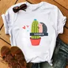 Cartoon Peace and Cactus Drukowane Topy Tee New Fashion Women Tshirt Harajuku T-shirt Cute Tee Kobiece Graficzne Koszulki Odzież X0527