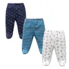 3 Teile/los Frühling Herbst Footed Baby Hosen 100% Baumwolle Baby Mädchen Jungen Kleidung Unisex Casual Bottom PP Hosen Neugeborene Baby kleidung 210226