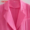 Tangada Dames Mode Solid Katoen Blazer Jas Vintagelong Mouw Vrouwelijke Chic Dunne Tops 3R4 210609