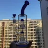 Glazen bong waterpijp dubbele koepel 13.0 inch perc wiel filter blauwe of aangepaste kleur met 14mm kom birdcage percolator splash guard waterpijp