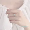 Damska moda błyszcząca pierścienie klastra sześć pazur diament z regulowanym otworem dla dziewczyny Mozang Open Pierścień Pełna wiertarka