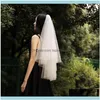 Aessories Strumenti Prodotti per capelli moda Perline di cristallo Velo di perle Tulle Bianco avorio Velo da sposa Uno strato Corto da sposa Ragazza di fiori Sposa Aes