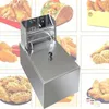 2021hot Sales 2500W 6L Electric Fryer Commercial Single Tank Countertop Mand Frans Fry Restaurant Gratis US Shipping