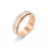 Rotatable Spinner Band Ring for Women Anxiety Relief 6MM Stainless Steel Sand Blast Glitter Finish Rose Gold Silver Rainbow Color Fidget Ring Ban