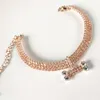 Rhinestone Bone Fashion Cat Colls Pet Accessories Collars Dog Collar Gold and Rose Gold S M L 3 Rozmiar XD24540