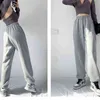 Plus Size Cinza Baggy Sweatpants Mulheres Outono Solto Sports Sports Engrossar Calças de Veludo Quente Calças de Inverno Jogadores Streetwear 211216