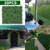 Dekorativa Blommor Kransar 20 st Artificiell Boxwood Grass 25x25cm Backdrop Panels Topiary Hedge Plant Garden Backyard Staket Greenery Wall