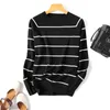 Höst Vinter Långärmad Striped Pullover Kvinnor Tröja Stickade Tröjor O-Hals Toppar Koreansk Pull Femme Jumper Kvinna Vit 210918